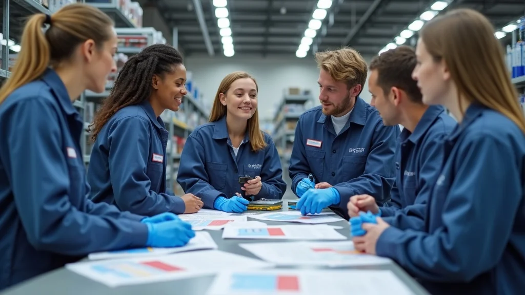 Agile small manufacturing team preparing locomotive cleaning products - fast delivery and teamwork in the railway industry