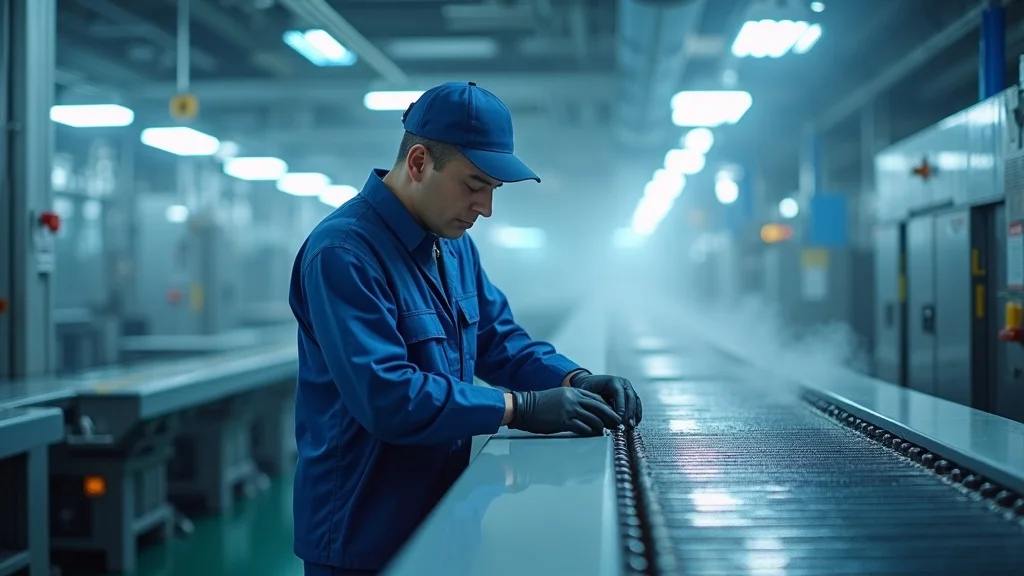 technician operating cleaning equipment in a modern industrial facility adhering to principles of industrial cleaning