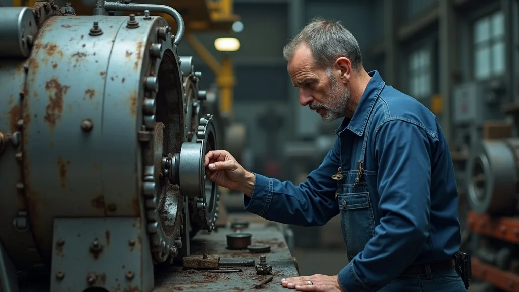 Industrial part washer showing wear—maintenance worker examines equipment breakdown due to the wrong industrial cleaning product choice.