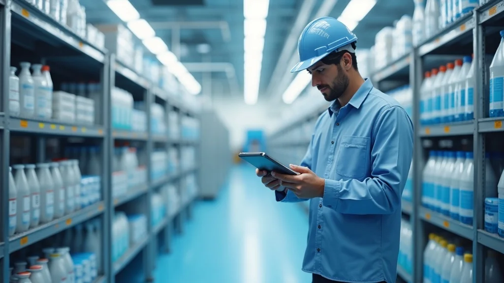 Professional operations manager checking inventory—choosing the right industrial cleaning products drives efficient, cost-effective industrial cleaning operation.