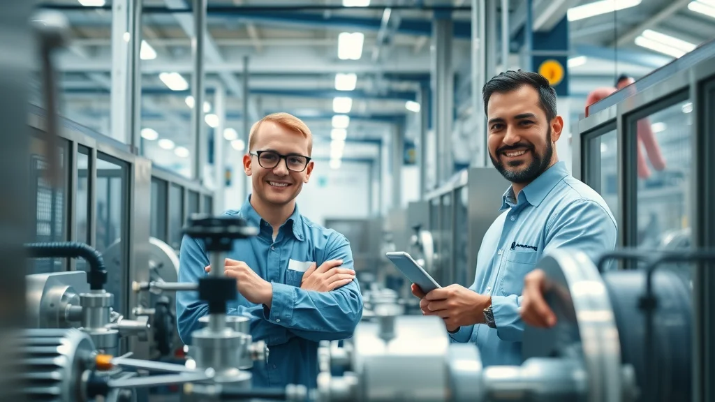 Clean, modern industrial facility adopting aqueous cleaning solution, with stainless steel cleaning systems and professional workers in a bright and organized workspace